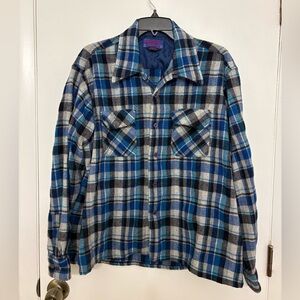 Vintage Ponderosa by Bardon plaid flannel button-down virgin wool-blend men’s L